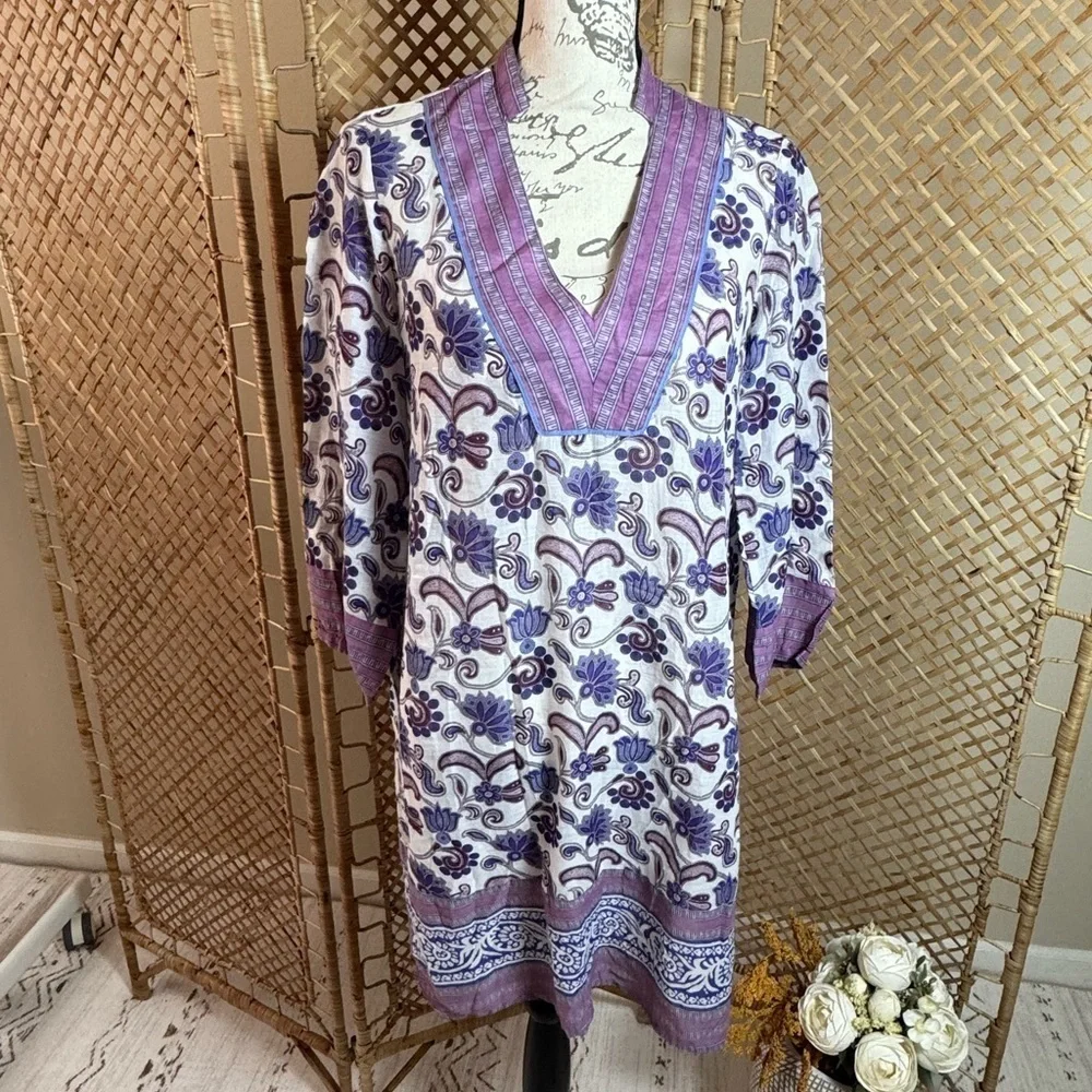 Zara Purple Cotton Tunic - Picture 1 of 11